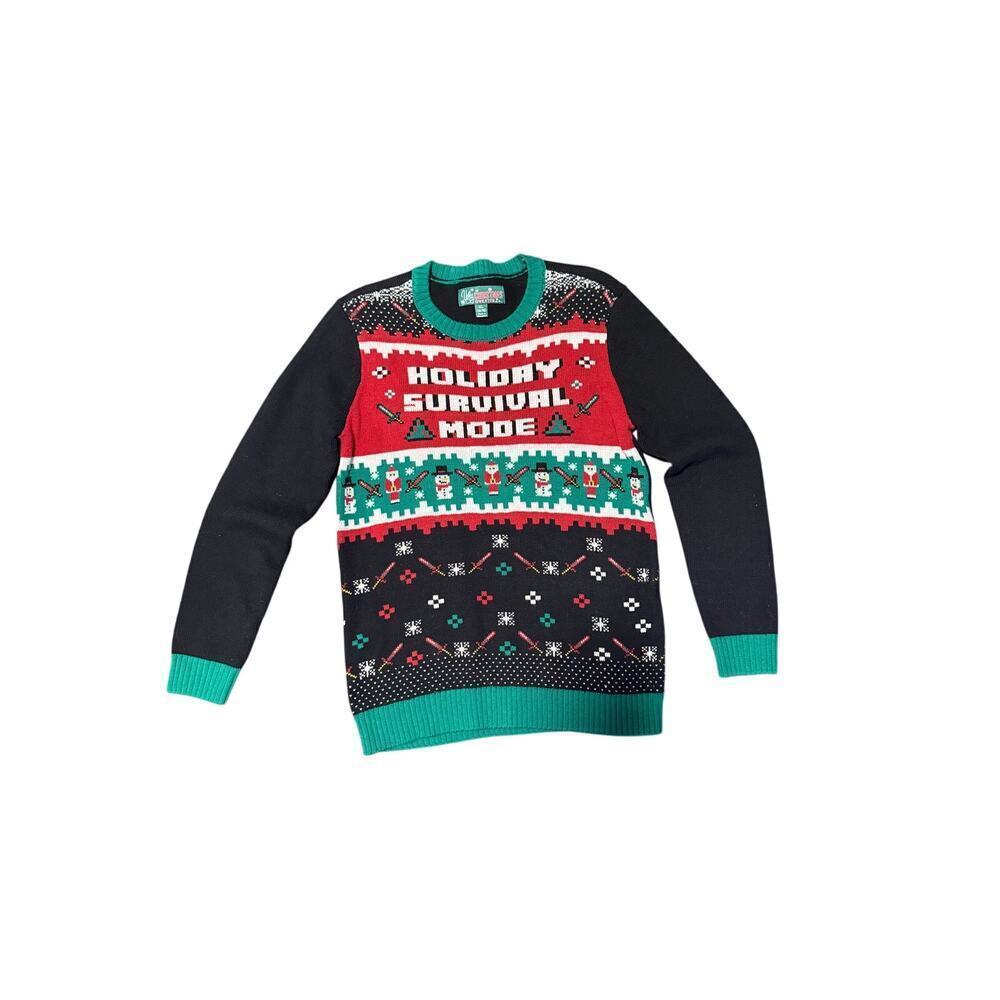Ugly Christmas Sweater Holiday Survival Mode Youth XL